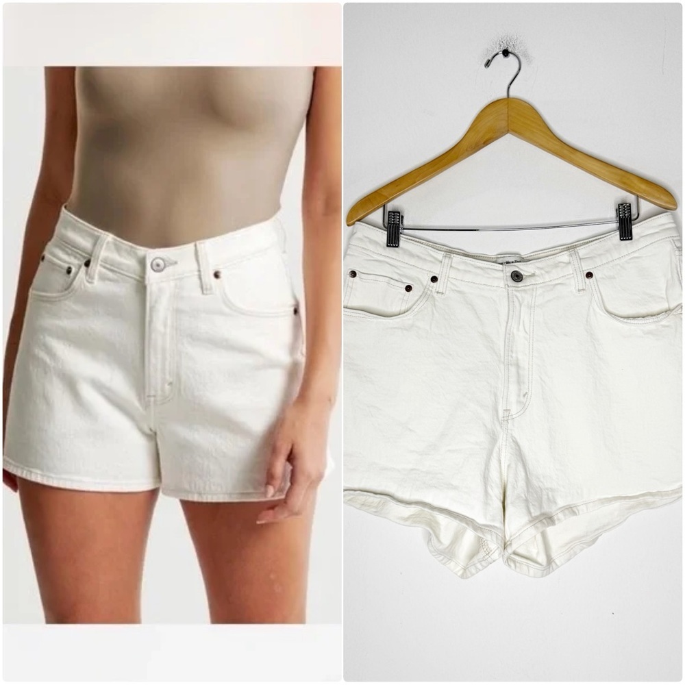 Abercrombie & Fitch 90s Relaxed Cutoff Shorts Size 14 Curve Love White